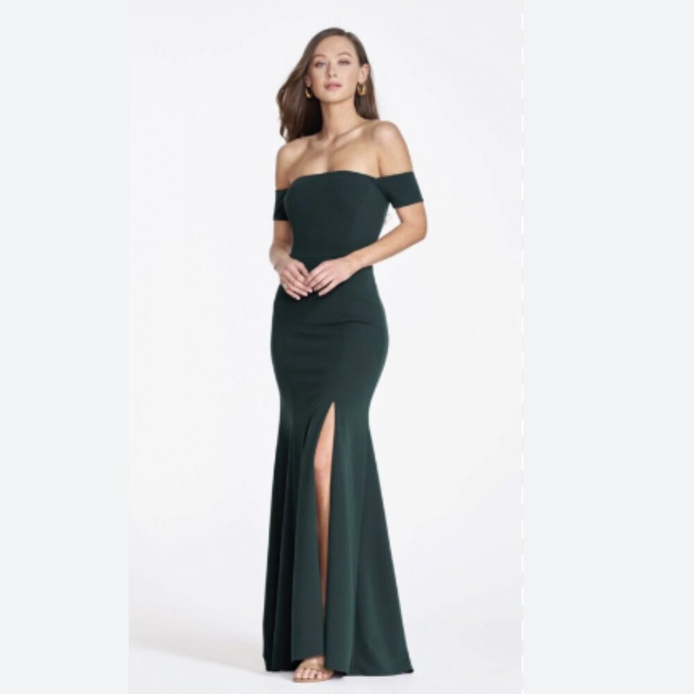 Watters Justine Crepe Gown in Evergreen s. 14